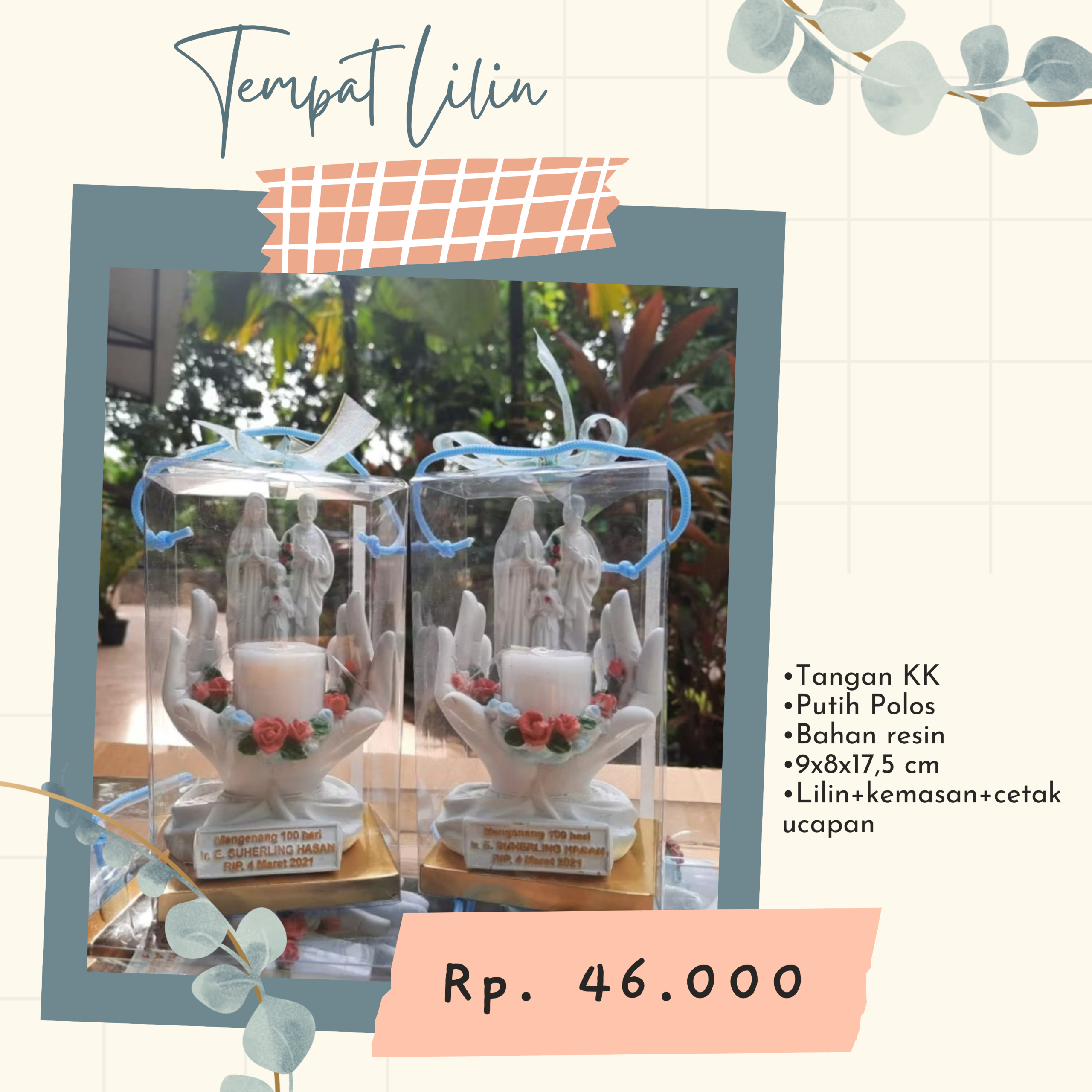 Tempat Lilin Tangan Keluarga Kudus Putih