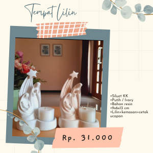 Tempat Lilin Keluarga Kudus Siluet Putih/Ivory