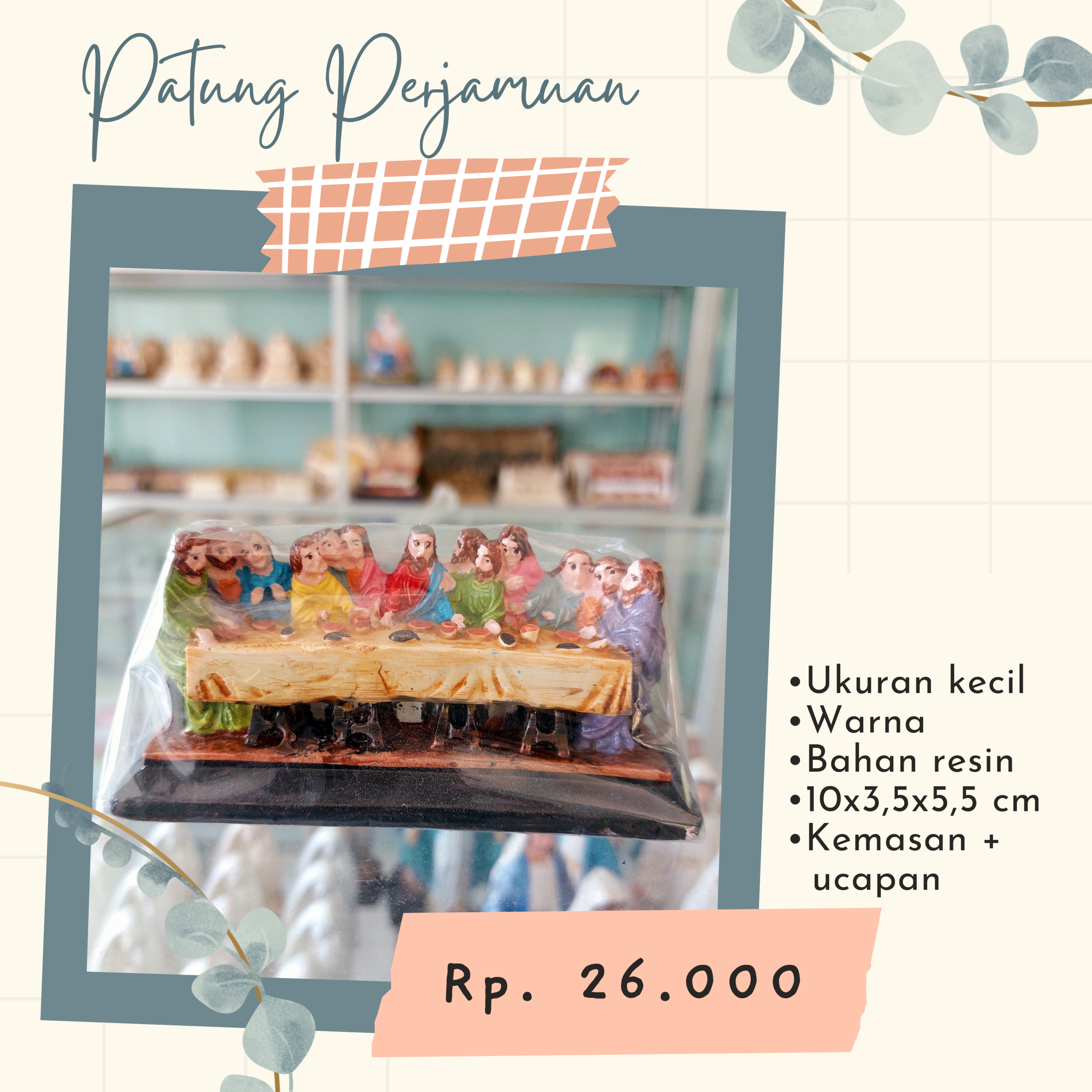 Patung Perjamuan Terakhir Kecil Warna