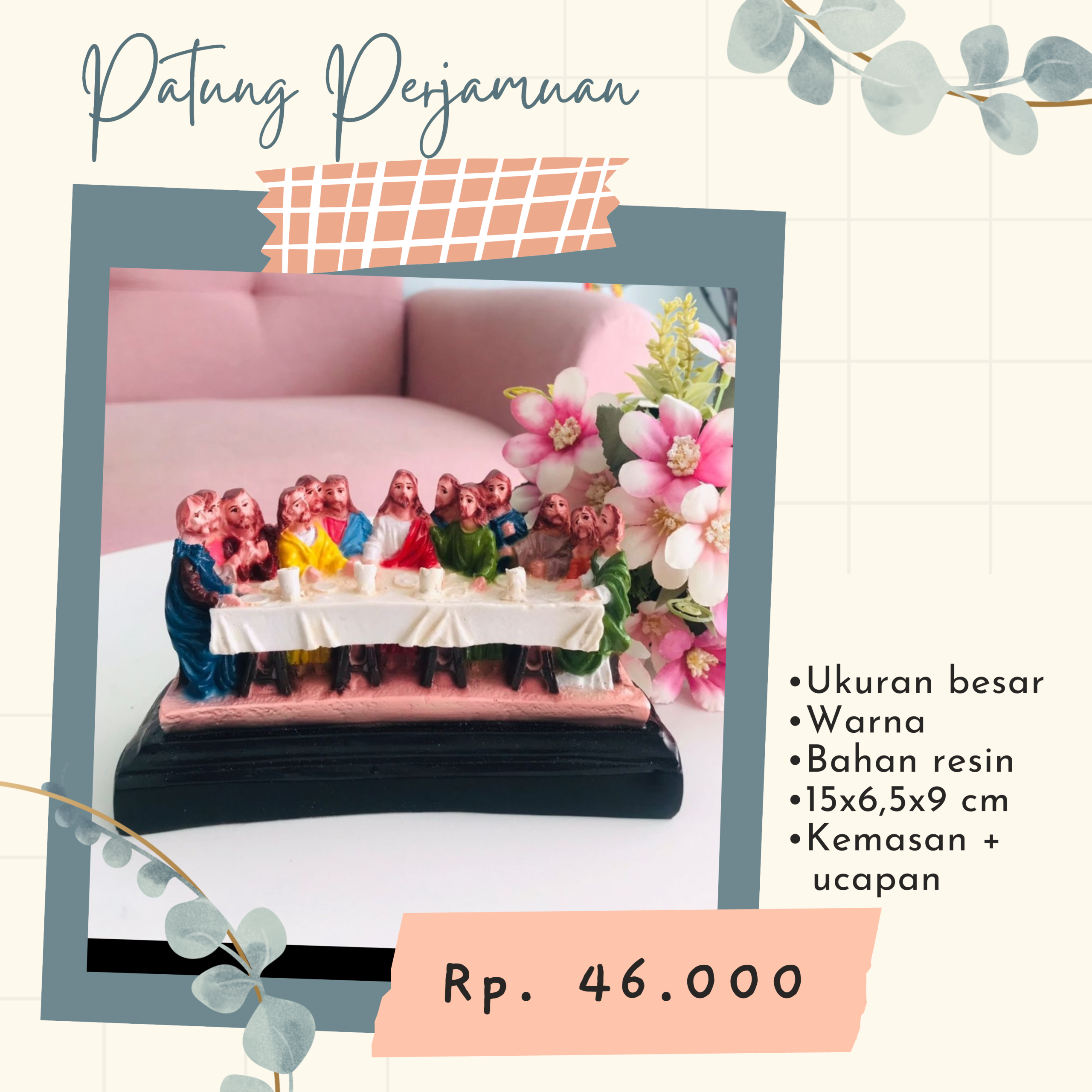 Patung Perjamuan Terakhir Besar Warna