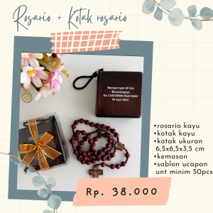 Rosario Kayu 8 mm + Kotak Rosario