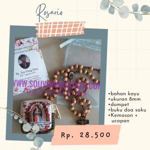 Rosario Kayu 8 mm + Dompet + Buku Doa Saku