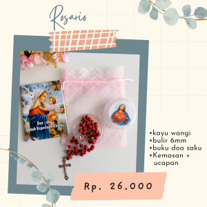 Rosario Kayu Wangi 6 mm + Buku Doa Saku