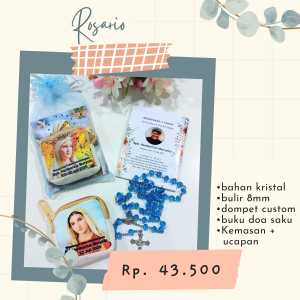 Rosario Kristal 8 mm + Dompet + Buku Doa Saku