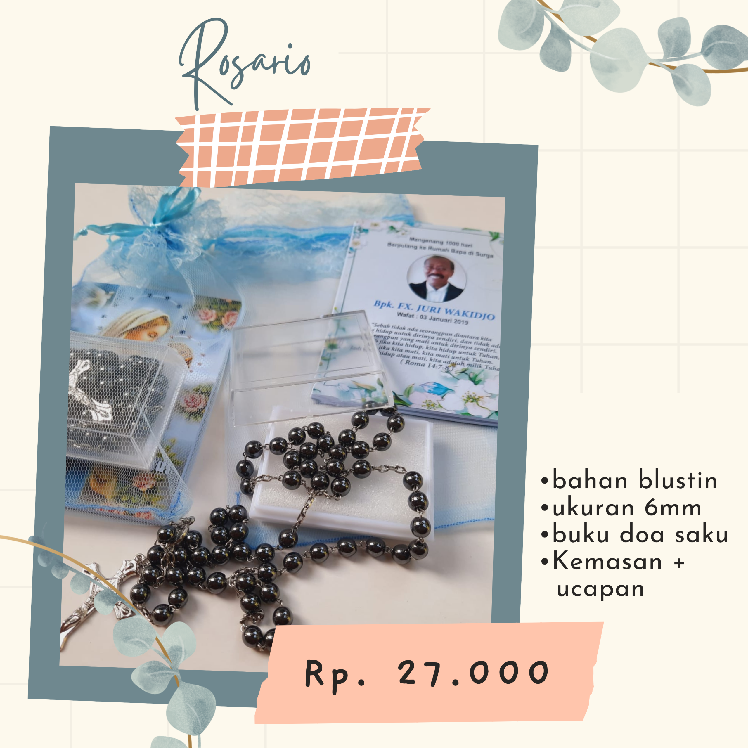 Rosario Blustin 6 mm + Buku Doa Saku