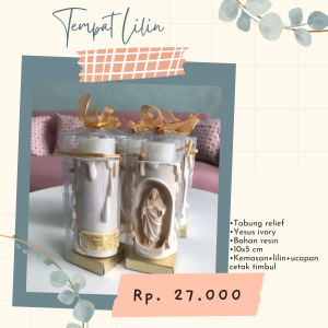 Tempat Lilin Tabung Relief Yesus