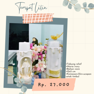 Tempat Lilin Tabung Relief Maria