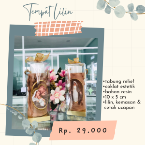 Tempat Lilin Tabung Relief Coklat Estetik