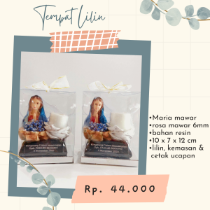 Tempat Lilin Bunda Maria Mawar + Rosario Mawar