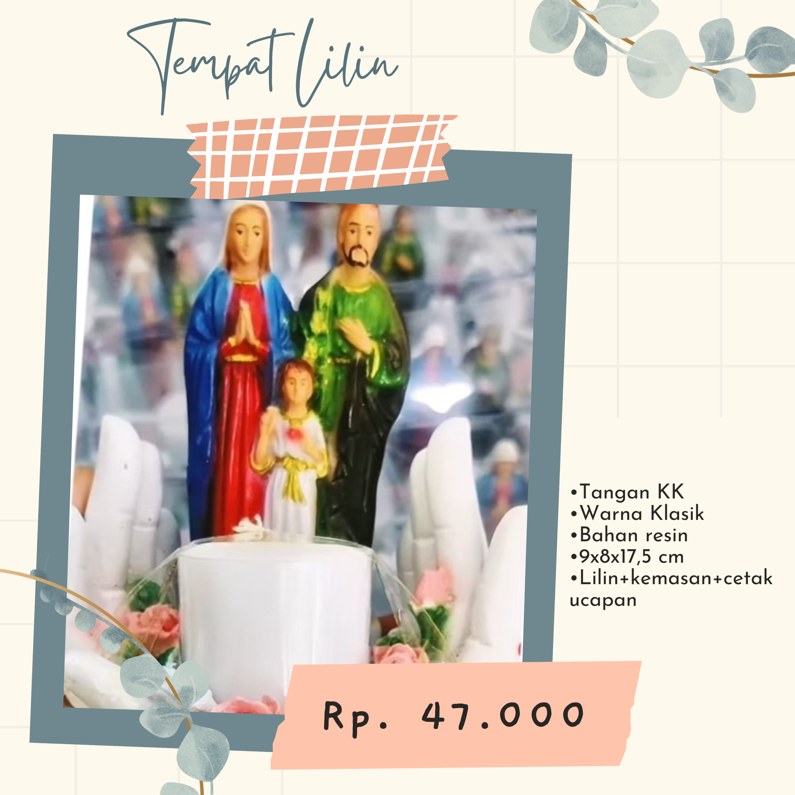 Tempat Lilin Tangan Keluarga Kudus Klasik